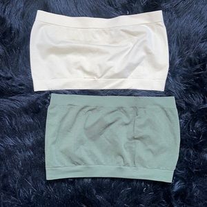 Medium cream and olive tube tops